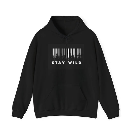 Black Stay Wild Forest Graphic Pullover Hoodie – Streetwear pullover hoodie - Ninth Line