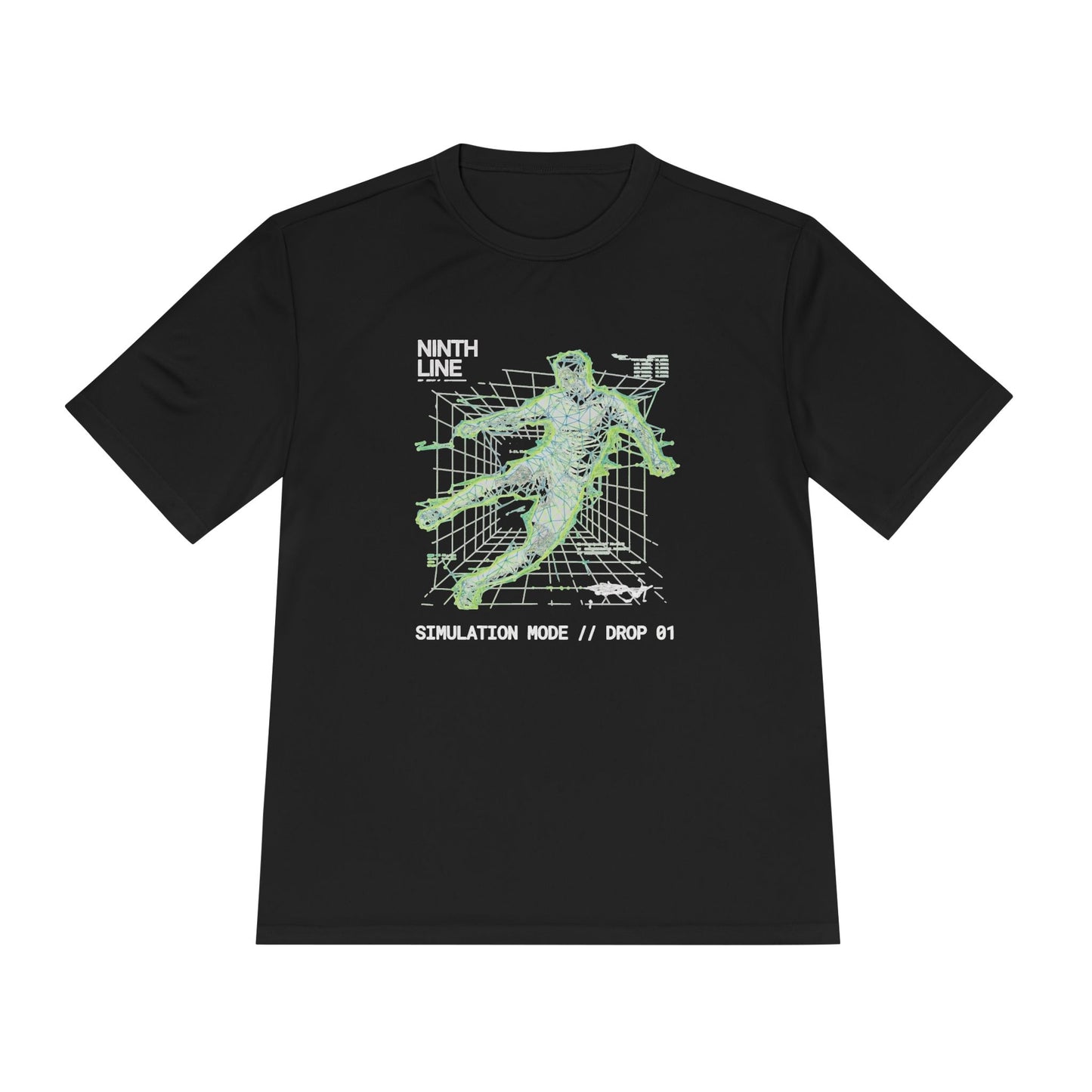 Simulation Mode Graphic Tee — Retro Cyber Grid Soccer Shirt