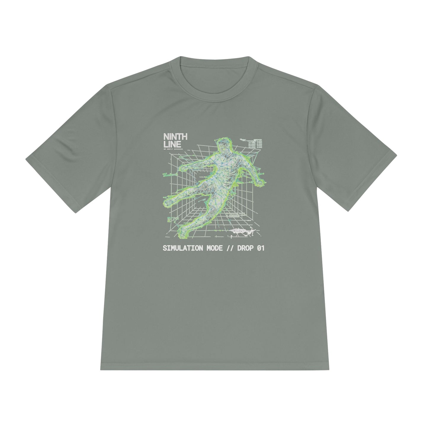 Simulation Mode Graphic Tee — Retro Cyber Grid Soccer Shirt
