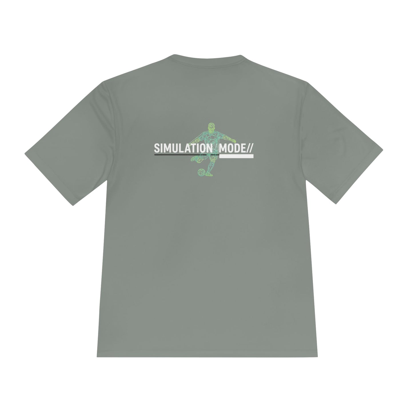 Simulation Mode Graphic Tee — Retro Cyber Grid Soccer Shirt