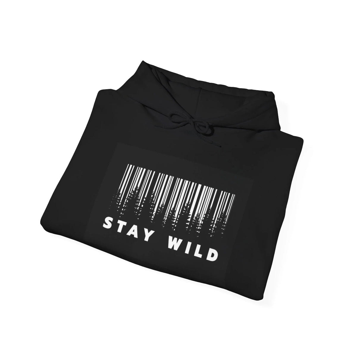 Black Folded Stay Wild Forest Graphic Pullover Hoodie –  Streetwear pullover hoodie - Ninth Line