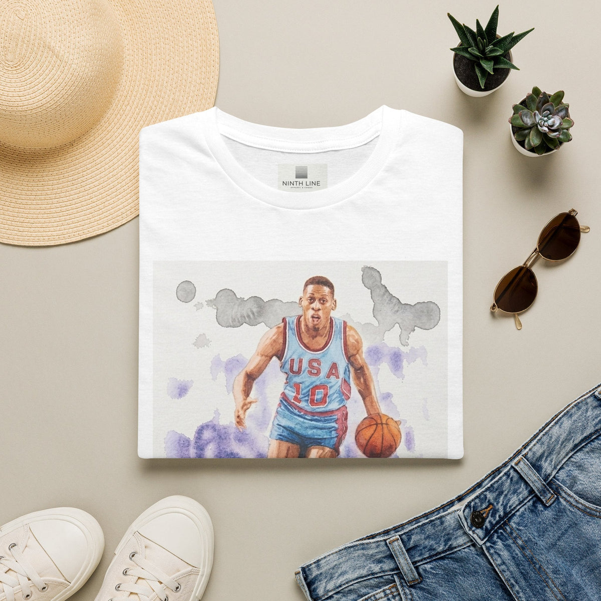 Folded white Court Legend Graphic Tee for men T-Shirt - Plus size graphic tees - Ninth Line