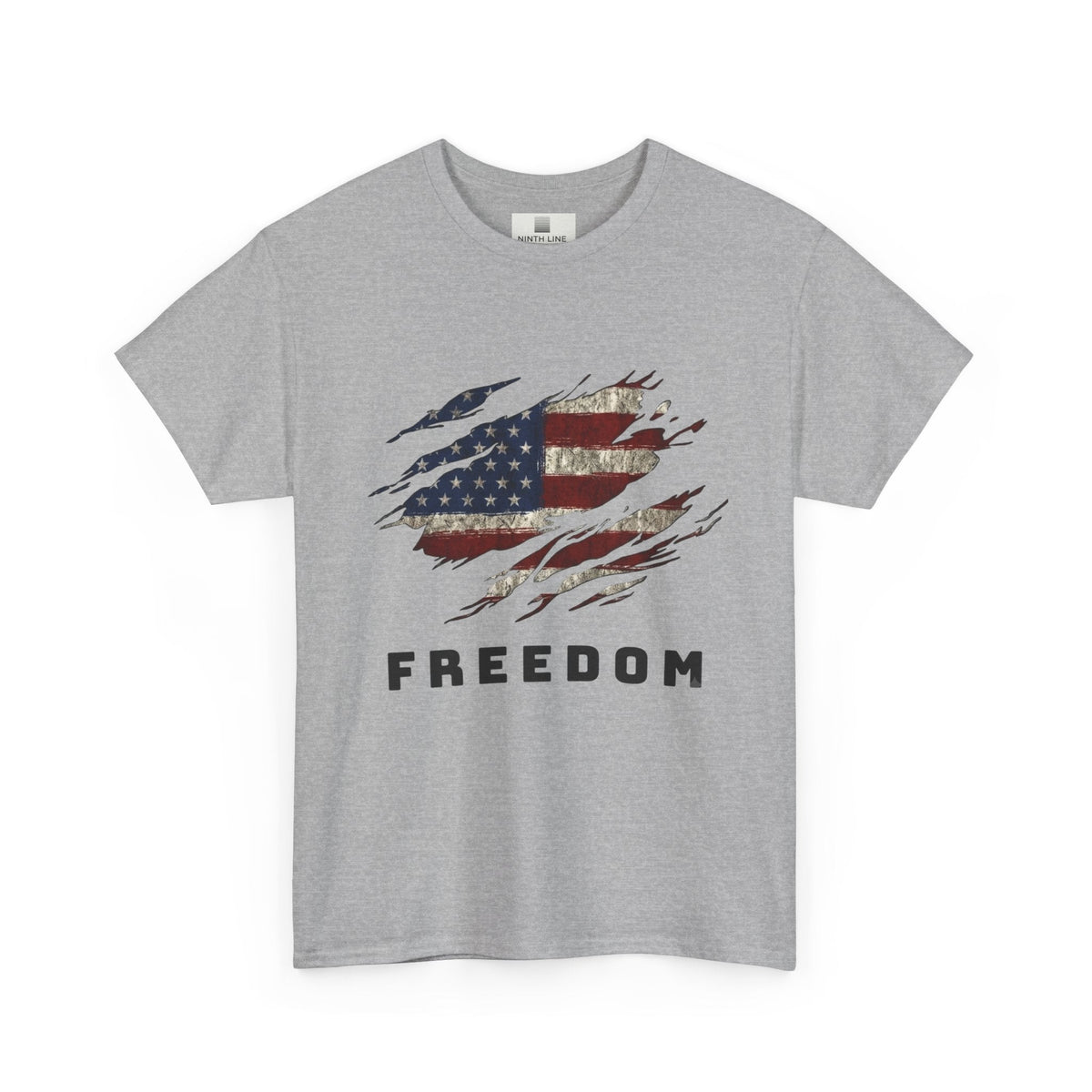 Grey Freedom Flag Graphic Tee – American Pride Edition- Ninth Line