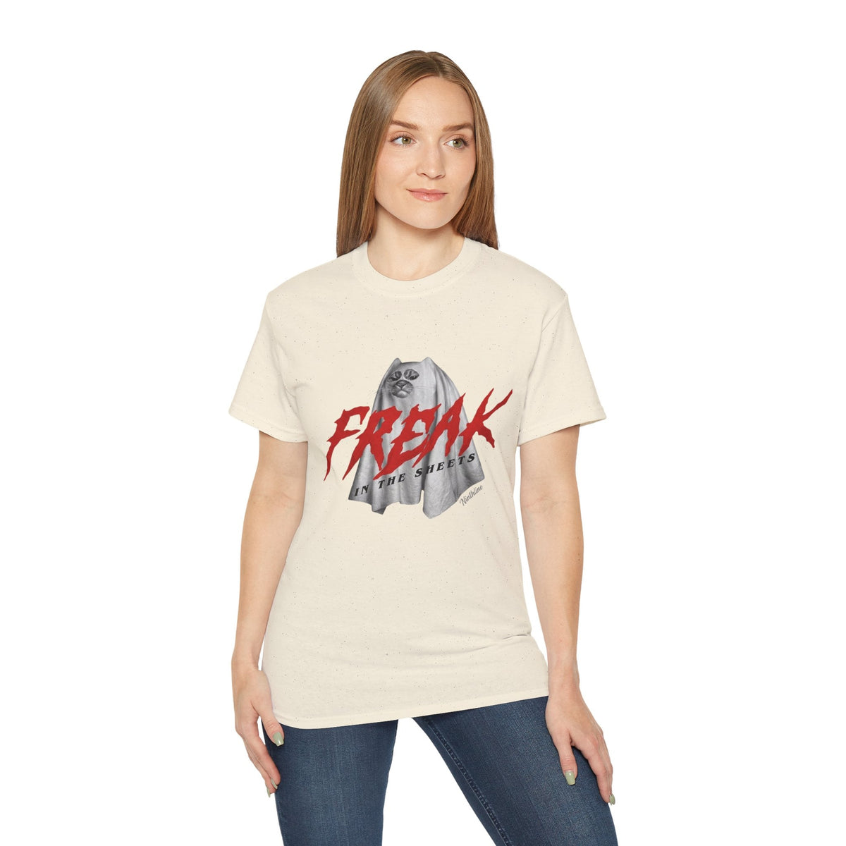 Lady wearing Natural Freak in the Street T-Shirt — Urban Vintage Graphic Tee - Ninth Line