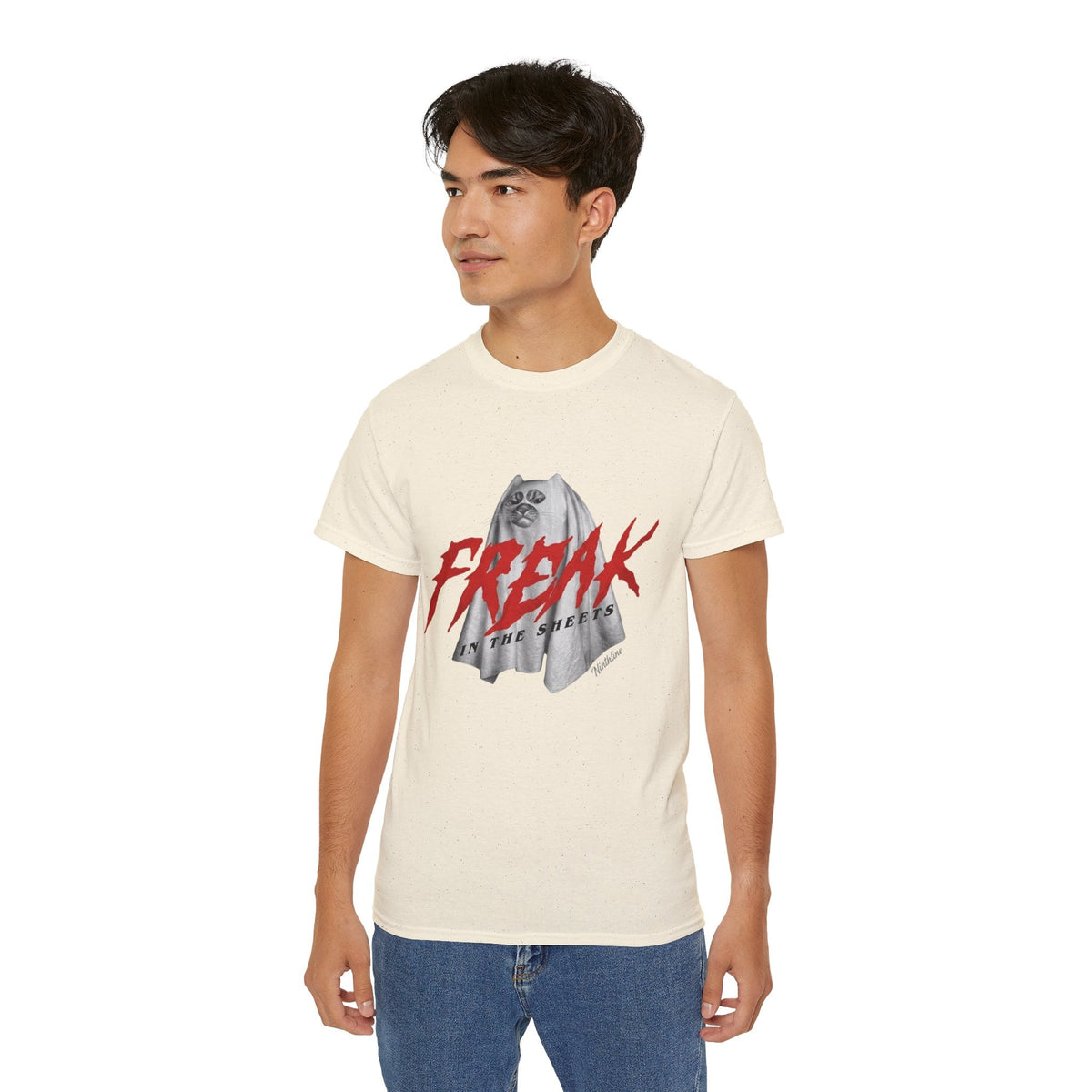 Man wearing Natural Freak in the Street T-Shirt — Urban Vintage Graphic Tee - Ninth Line