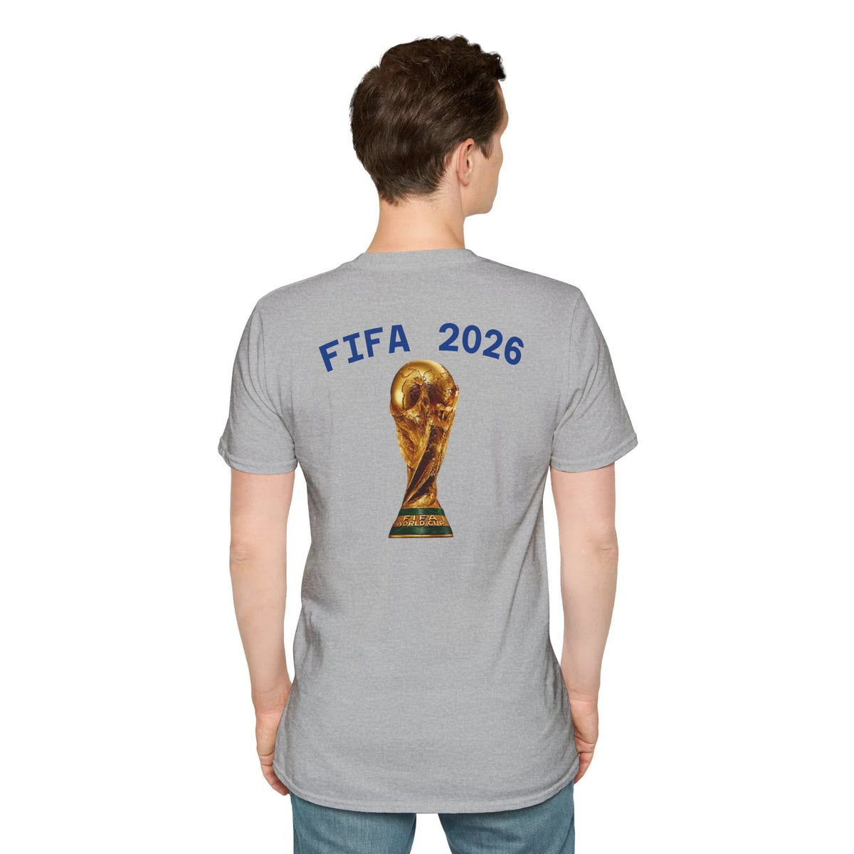 Man wearing Sports grey back side USA FIFA 2026 Graphic T Shirt-- USMNT T-Shirt - Ninth Line