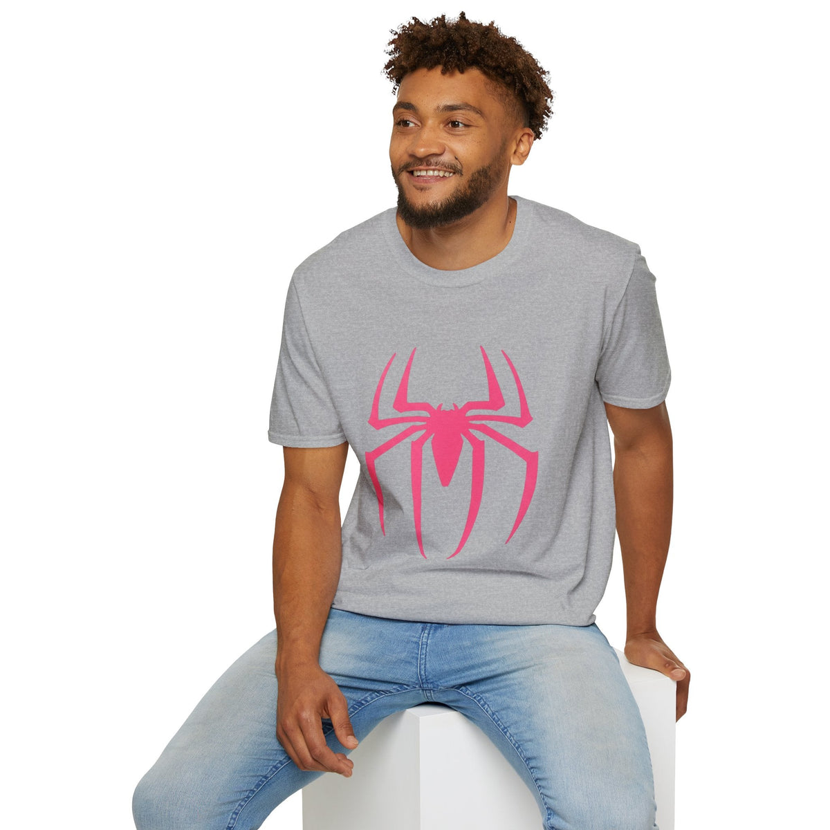 man wearing Sports grey spiderman-graphic-oversized-t-shirt - Ninth Line