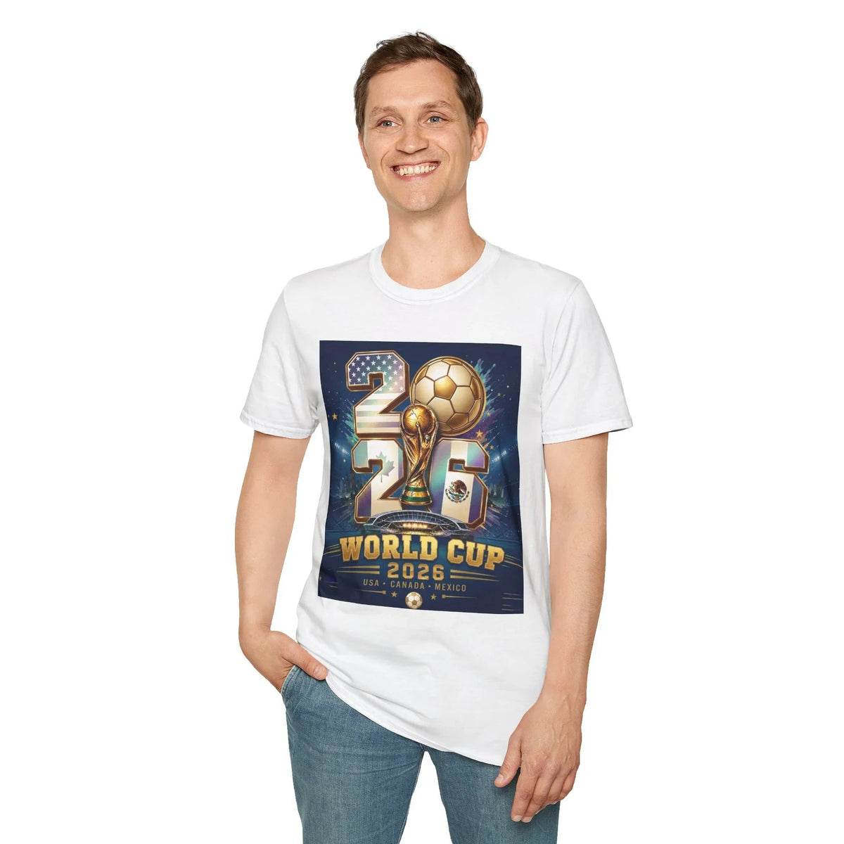 Man wearing White USA FIFA 2026 Graphic T Shirt-- USMNT T-Shirt - Ninth Line