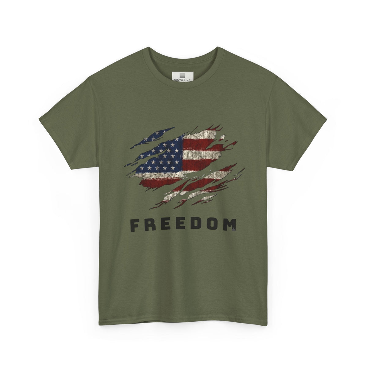 Military Green Freedom Flag Graphic Tee – American Pride Edition - Ninth Line