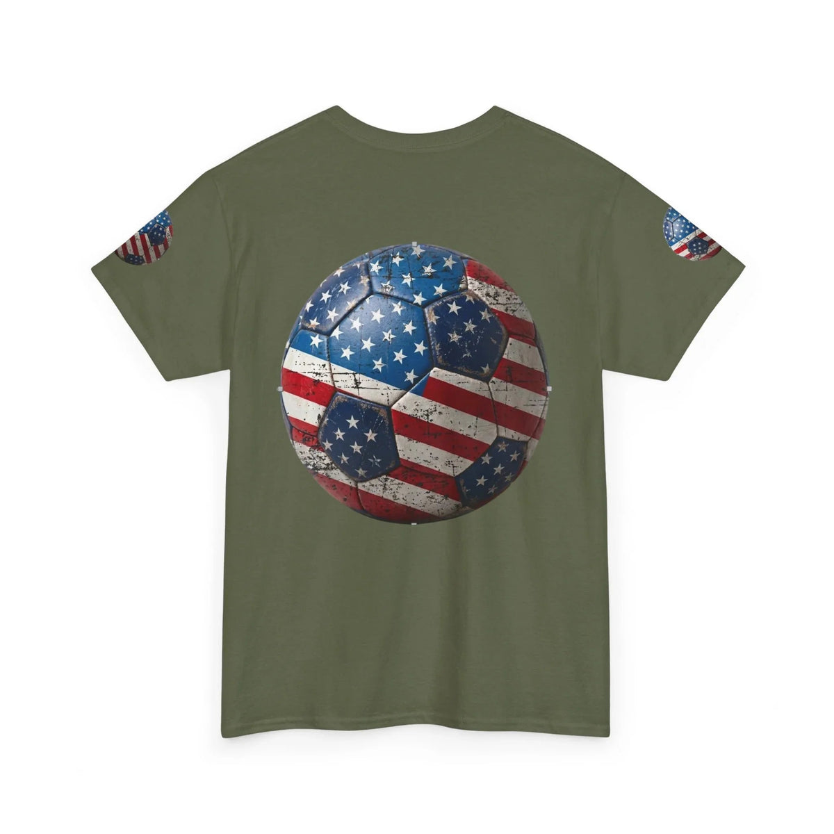 Military green back USA Soccer Retro streetwear graphic tee- USMNT T-Shirt - Ninth Line