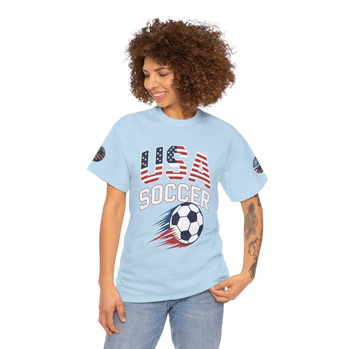 Sky blue USA Soccer Retro streetwear graphic tee- USMNT T-Shirt - Ninth Line