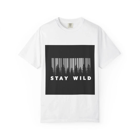Stay Wild" Upside Down Forest Graphic Tee – White Streetwear T-Shirt - Ninth Line