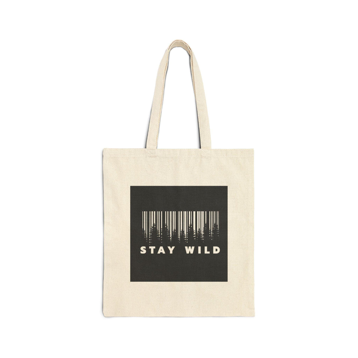 Stay wild Forest graphic Cotton Canvas Tote Bag — Reusable Heavy Duty Shopping Bag 15x16 - Ninth Line
