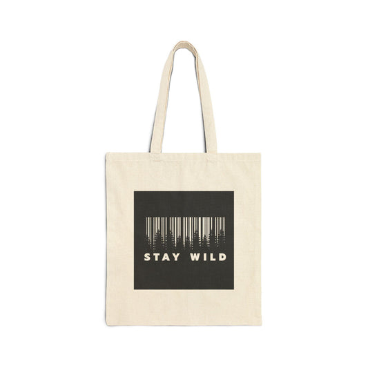 Stay wild Forest graphic Cotton Canvas Tote Bag — Reusable Heavy Duty Shopping Bag 15x16 - Ninth Line