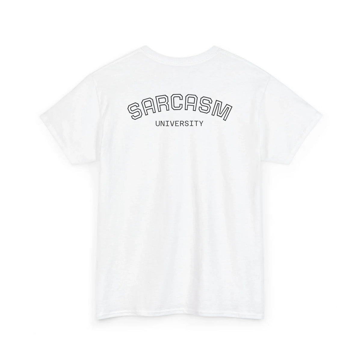 White back side Sarcasm University Graphic Tee – Over Qualified Front Print - Ninth Line