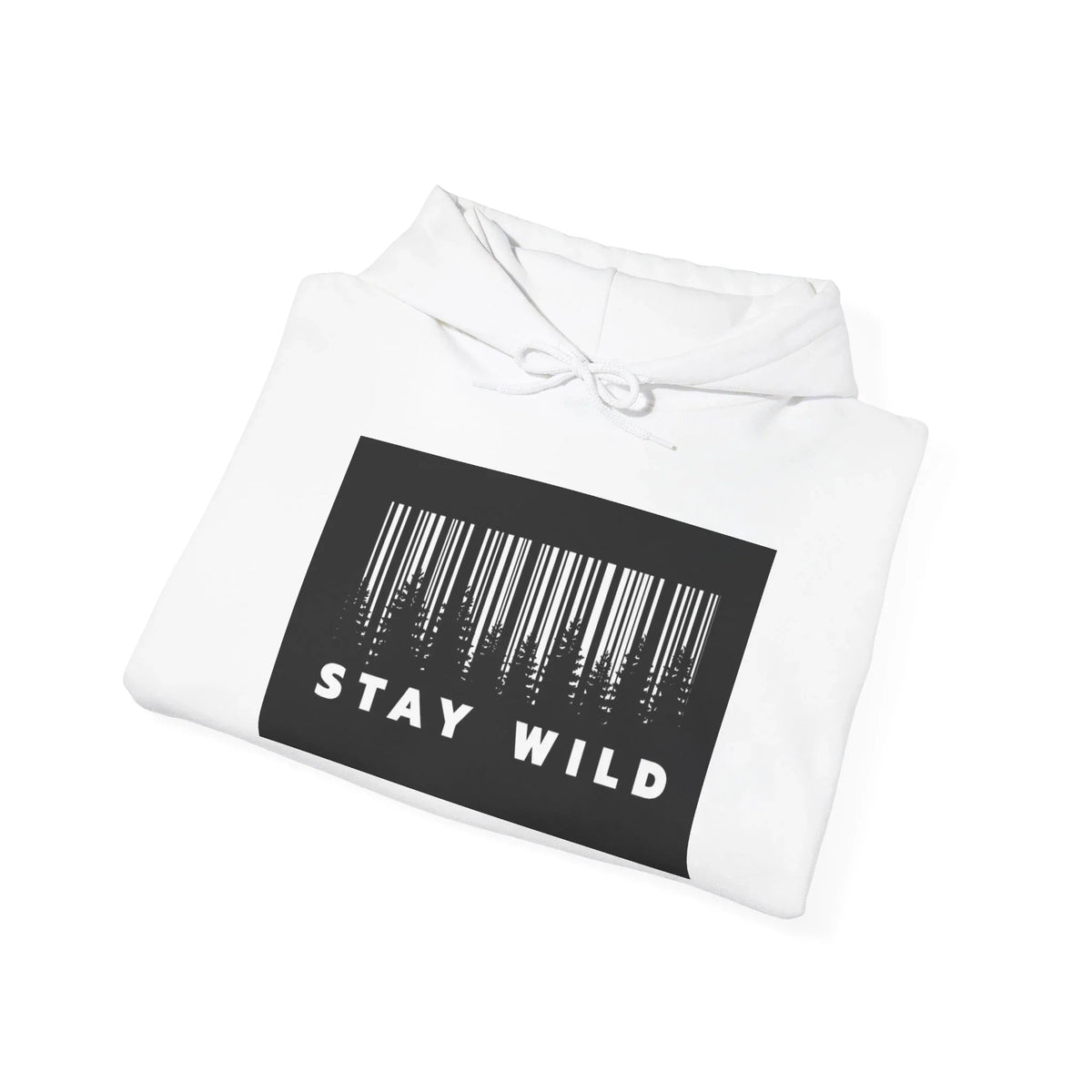 White folded Stay Wild Forest Graphic Pullover Hoodie –  Streetwear pullover hoodie- Ninth Line