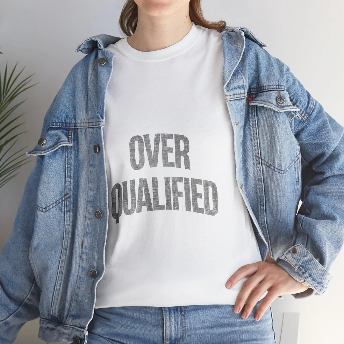 A lady styling Sarcasm University Graphic Tee – Over Qualified Front Print - Ninth Line