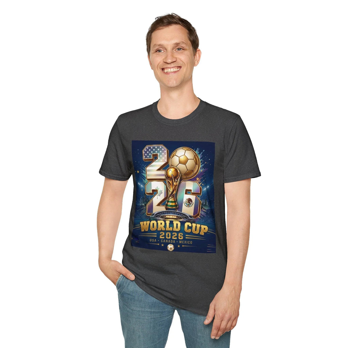 Man wearing dark grey USA FIFA 2026 Graphic T Shirt-- USMNT T-Shirt  - Ninth Line