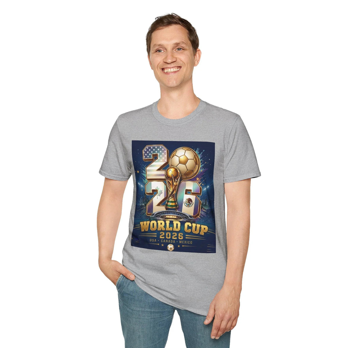 Man wearing Sports grey USA FIFA 2026 Graphic T Shirt-- USMNT T-Shirt - Ninth Line