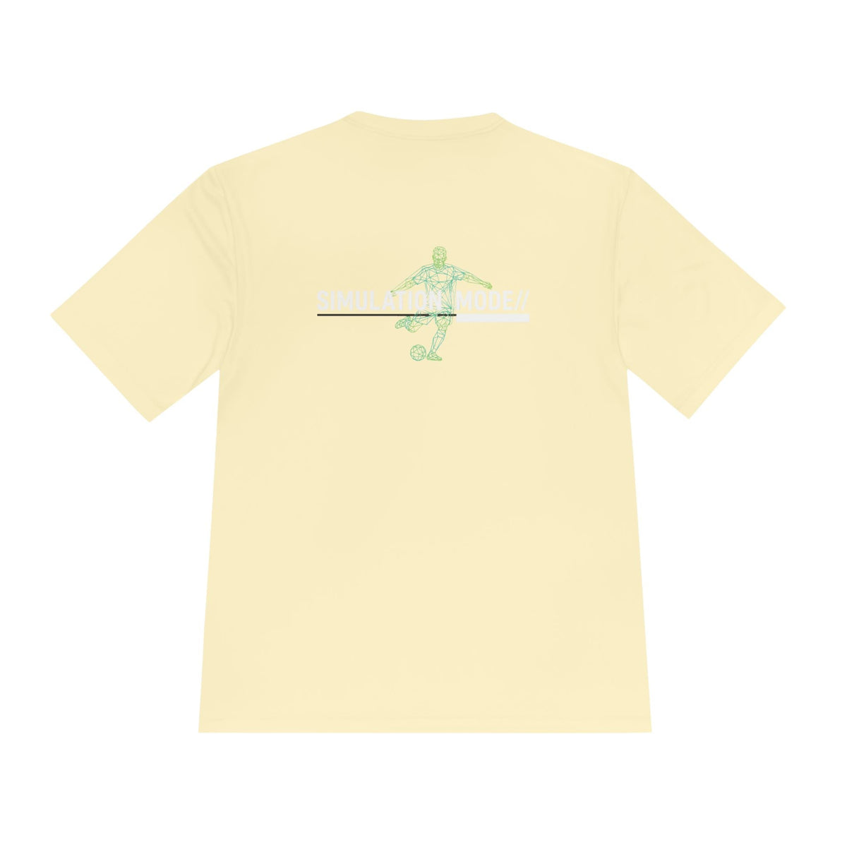 Soccer Graphic T-Shirt — Retro Neon Wireframe Football Performance Tee - Ninth Line