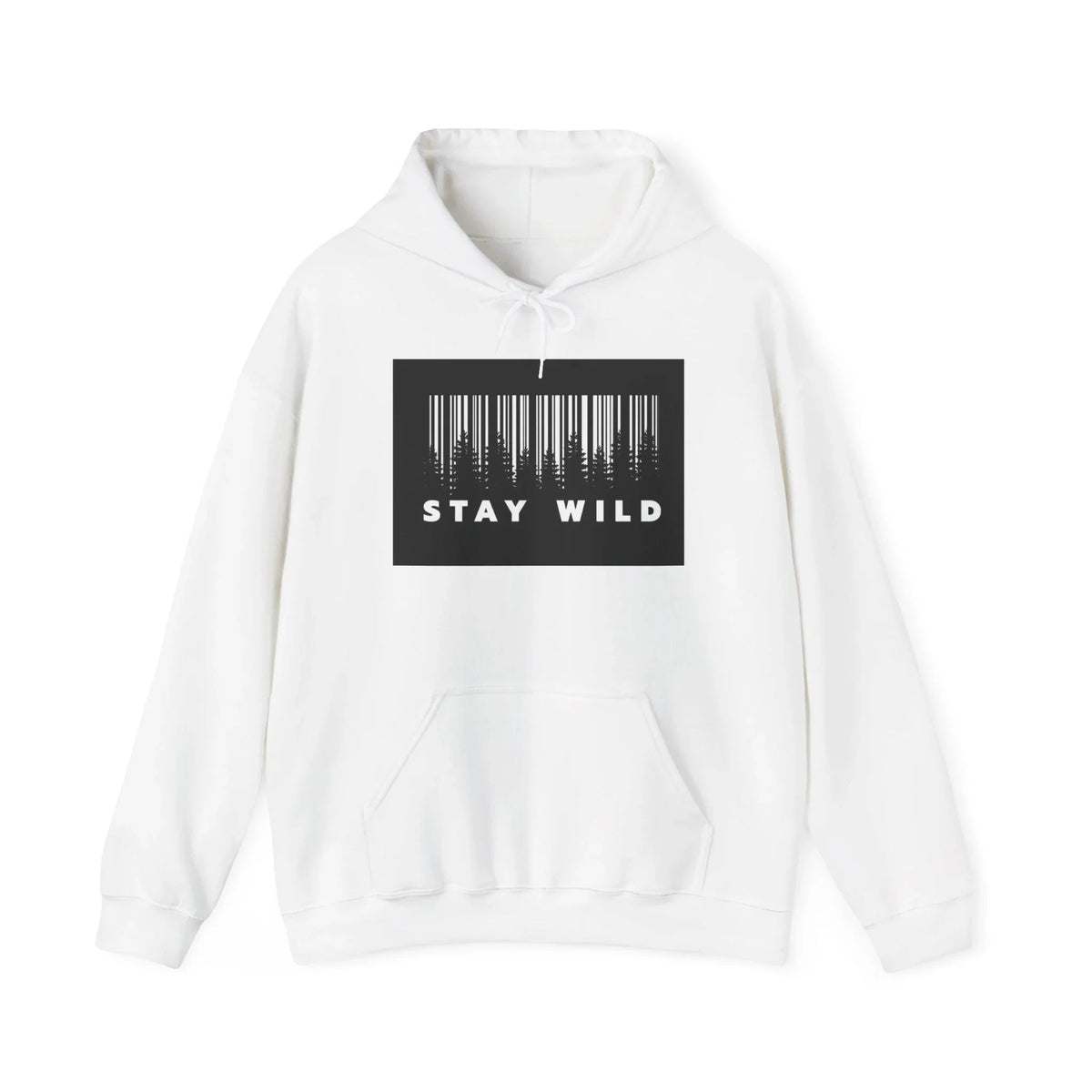 White Stay Wild Forest Graphic Pullover Hoodie –  Streetwear pullover hoodie- Ninth Line